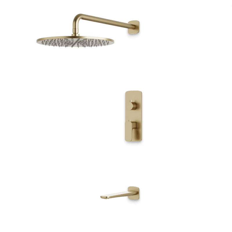 Harmony Thermostatic Shower Trim Kit with Tub Filler - Satin Brass / 12" image 1