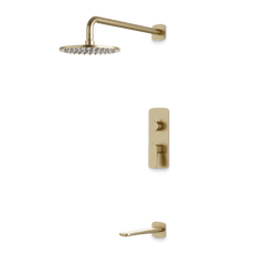 Harmony Thermostatic Shower Trim Kit with Tub Filler - Satin Brass / 8" thumbnail 1