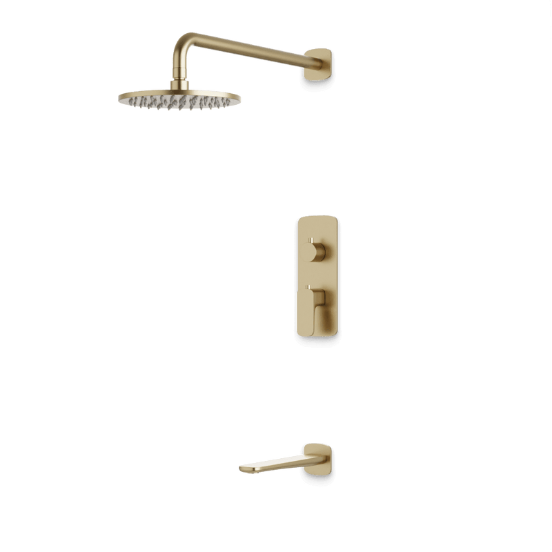 Harmony Thermostatic Shower Trim Kit with Tub Filler - Satin Brass / 8" image 1