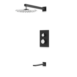 Otella Thermostatic Shower Trim Kit with Tub Filler - Chrome/Matte Black / Wide thumbnail 1