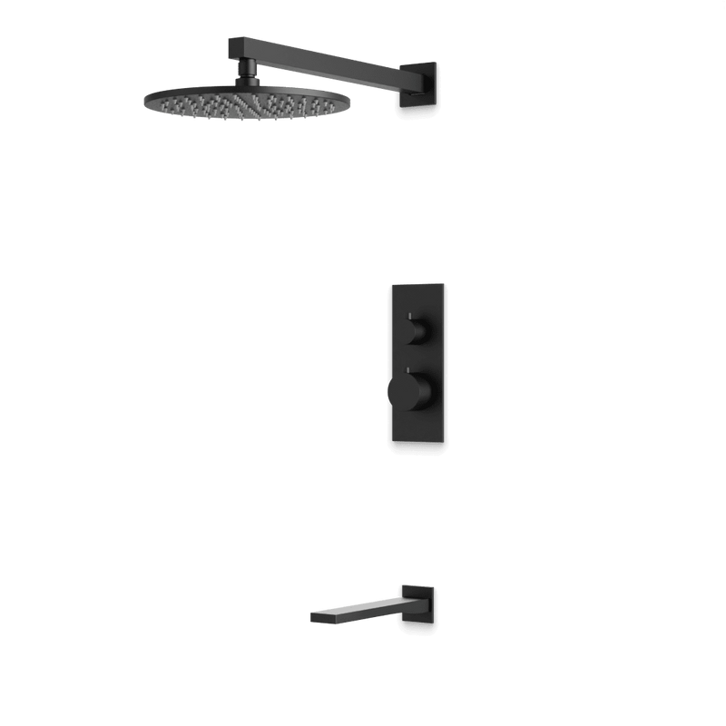 Otella Thermostatic Shower Trim Kit with Tub Filler - Matte Black / Linear image 1