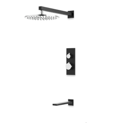 Otella Thermostatic Shower Trim Kit with Tub Filler - Chrome/Matte Black / Linear thumbnail 1