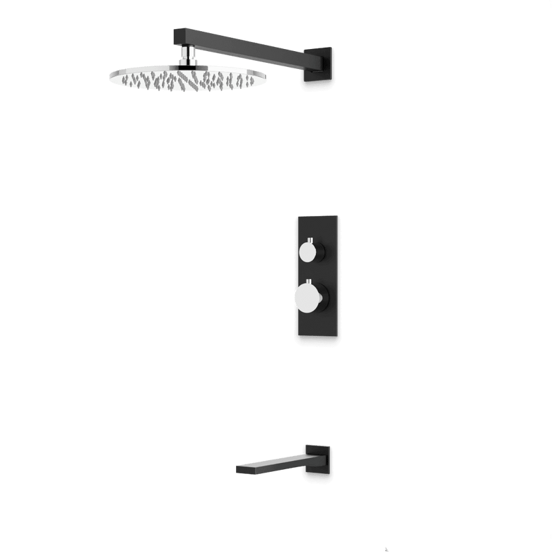 Otella Thermostatic Shower Trim Kit with Tub Filler - Chrome/Matte Black / Linear image 1