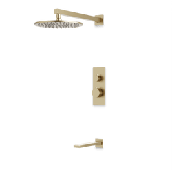 Otella Thermostatic Shower Trim Kit with Tub Filler - Satin Brass / Linear thumbnail 1