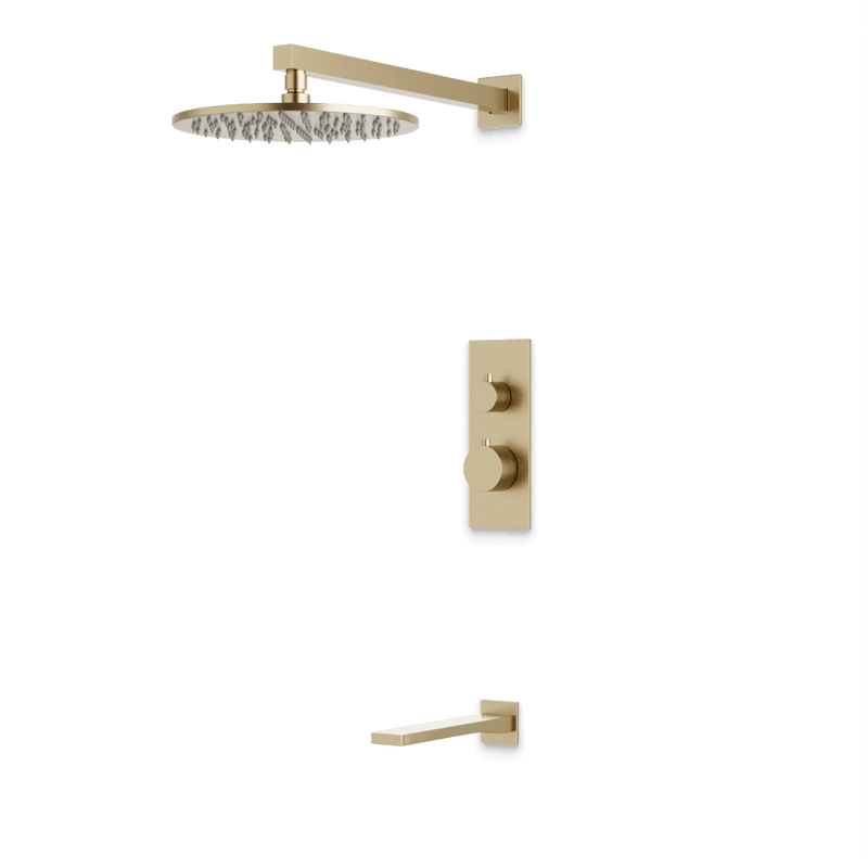 Otella Thermostatic Shower Trim Kit with Tub Filler - Satin Brass / Linear image 1