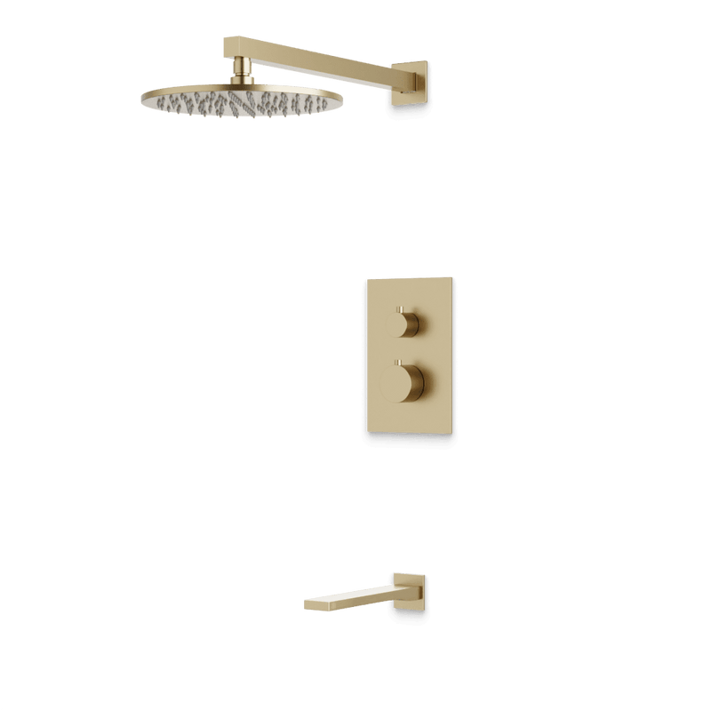 Otella Thermostatic Shower Trim Kit with Tub Filler - Satin Brass / Wide image 1