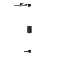 Transitional Thermostatic Shower Trim Kit with Wall Mount Shower Head, Tub Filler Artos US Matte Black 