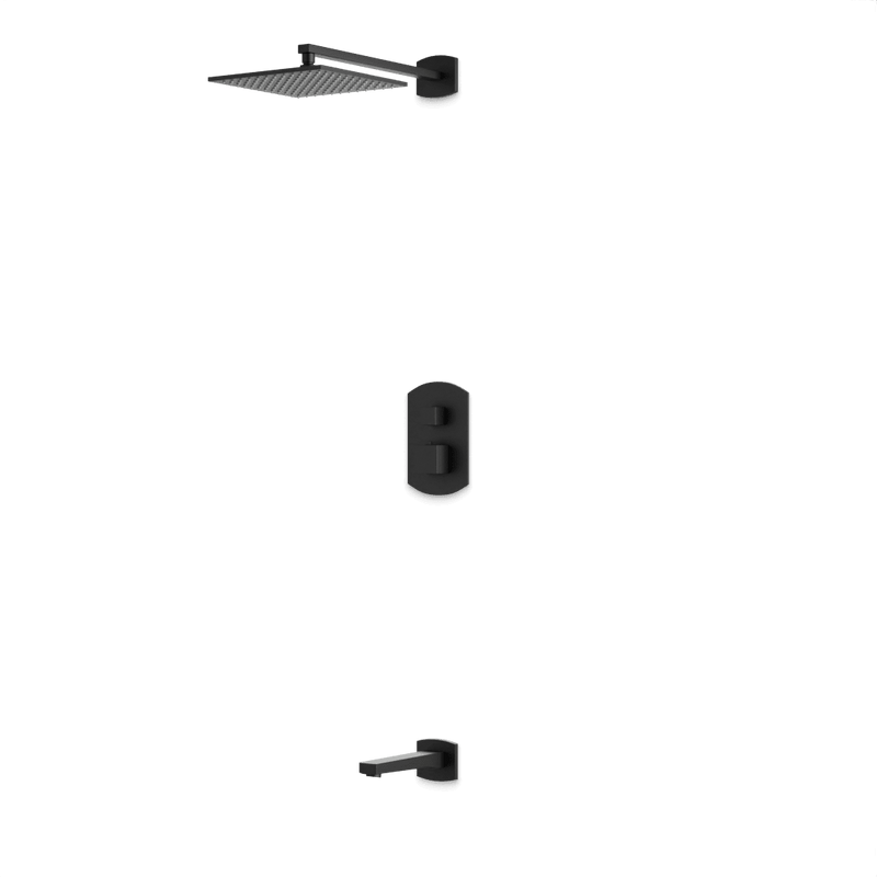 Transitional Thermostatic Shower Trim Kit with Wall Mount Shower Head, Tub Filler Artos US Matte Black 