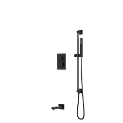 Square Thermostatic Shower Trim Kit with Hand Held Shower on Slide Bar, Tub Filler Artos US Matte Black 