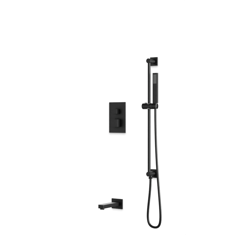 Square Thermostatic Shower Trim Kit with Hand Held Shower on Slide Bar, Tub Filler Artos US Matte Black 