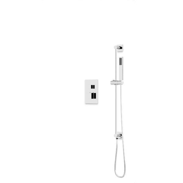 PS147 - Square Thermostatic Shower Trim Kit with Hand Held Shower on Slide Bar, Tub Filler Artos US Chrome 