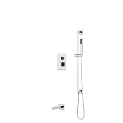 Square Thermostatic Shower Trim Kit with Hand Held Shower on Slide Bar, Tub Filler Artos US Chrome 