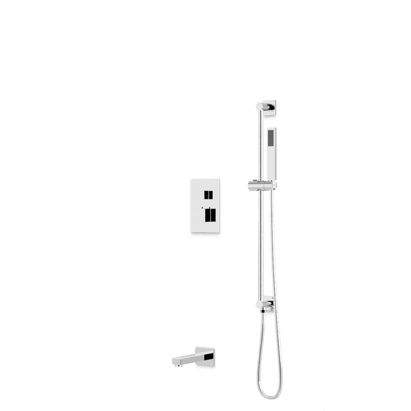 Square Thermostatic Shower Trim Kit with Hand Held Shower on Slide Bar, Tub Filler Artos US Chrome 