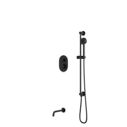 Round Thermostatic Shower Trim Kit, Hand Held Shower on Slide Bar, Tub Filler Artos US Matte Black 