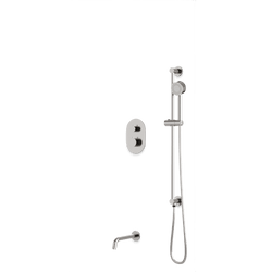 Round Thermostatic Shower Trim Kit, Hand Held Shower on Slide Bar, Tub Filler Artos US Brushed Nickel 