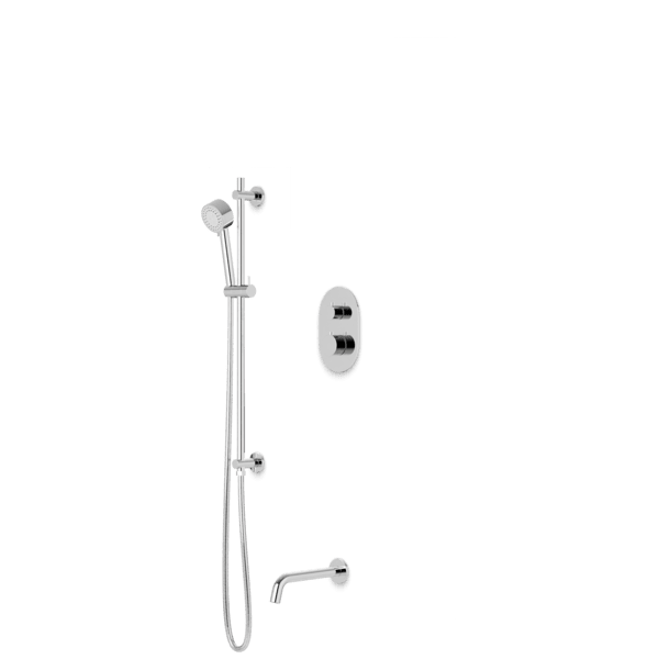 PS148 - Opera Round Thermostatic Shower Trim Kit, Hand Held Shower on Slide Bar, Tub Filler Artos US Chrome