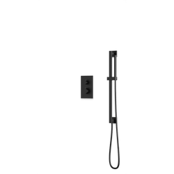 Square + Round Thermostatic Shower Trim Kit with Hand Held Shower on Slide Bar, Tub Filler Artos US Matte Black 