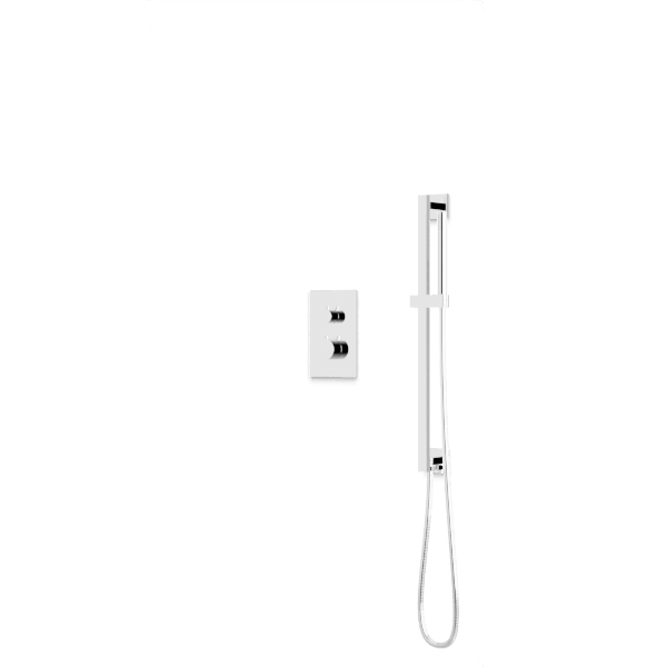 Square + Round Thermostatic Shower Trim Kit with Hand Held Shower on Slide Bar, Tub Filler Artos US Chrome 