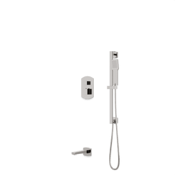 Transitional Thermostatic Shower Trim Kit with Hand Shower on Slide Bar, Tub Filler - Brushed Nickel thumbnail 1