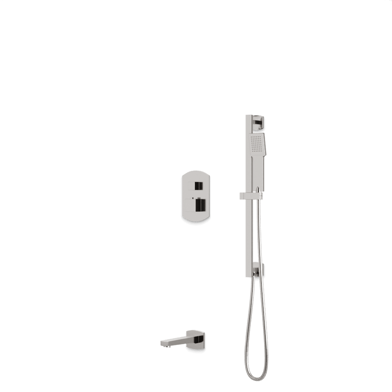 Transitional Thermostatic Shower Trim Kit with Hand Shower on Slide Bar, Tub Filler - Brushed Nickel image 1
