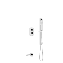 Transitional Thermostatic Shower Trim Kit with Hand Held Shower on Slide Bar, Tub Filler Artos US Chrome 
