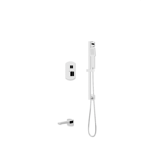 Transitional Thermostatic Shower Trim Kit with Hand Held Shower on Slide Bar, Tub Filler Artos US Chrome 