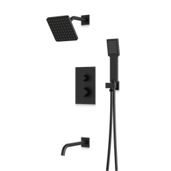 Otella Thermostatic Shower Trim Kit with Hand Shower and Tub Filler - Matte Black thumbnail 1