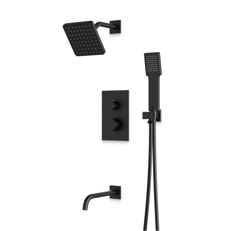 Otella Thermostatic Shower Trim Kit with Hand Shower and Tub Filler - Matte Black image 1
