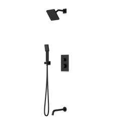 TS073 - Trova Square Thermostatic Shower Trim Kit with Hand Held Shower and Tub Filler Artos US Matte Black