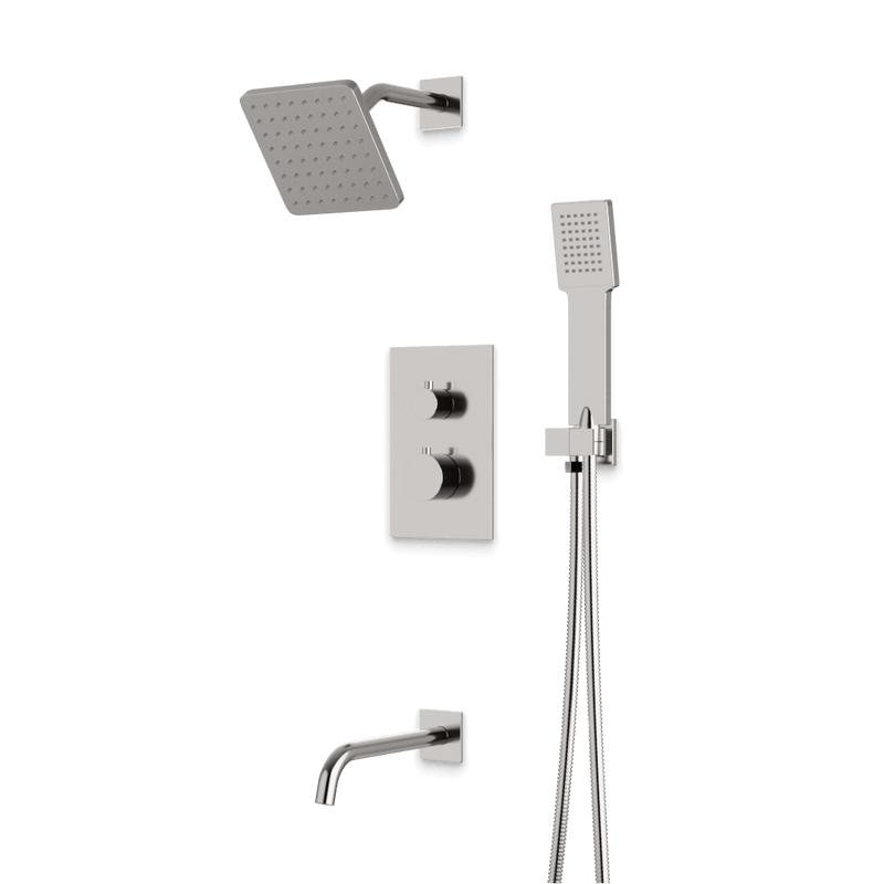 Otella Thermostatic Shower Trim Kit with Hand Shower and Tub Filler - Brushed Nickel image 1