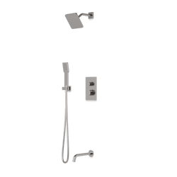 TS073 - Trova Square Thermostatic Shower Trim Kit with Hand Held Shower and Tub Filler Artos US Brushed Nickel