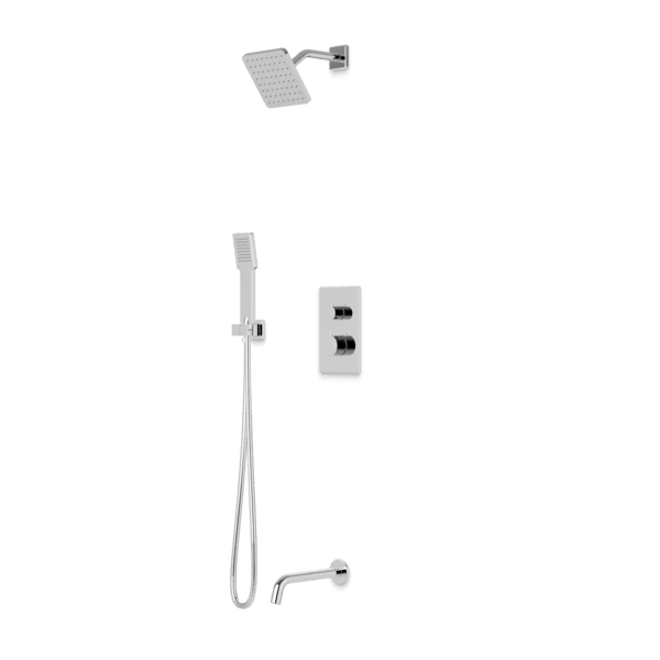 TS073 - Trova Square Thermostatic Shower Trim Kit with Hand Held Shower and Tub Filler Artos US Chrome