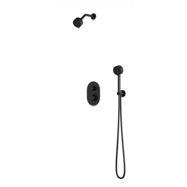 Round Thermostatic Shower Trim Kit with Hand Held Shower Artos US Matte Black 