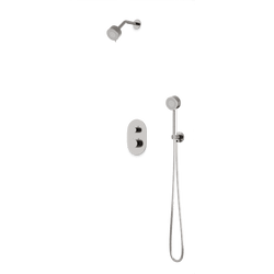 Round Thermostatic Shower Trim Kit with Hand Held Shower Artos US Brushed Nickel 