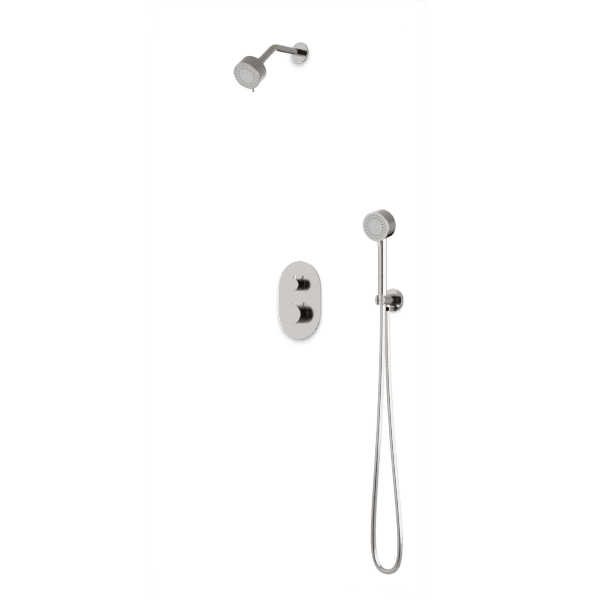 Round Thermostatic Shower Trim Kit with Hand Held Shower Artos US Brushed Nickel 