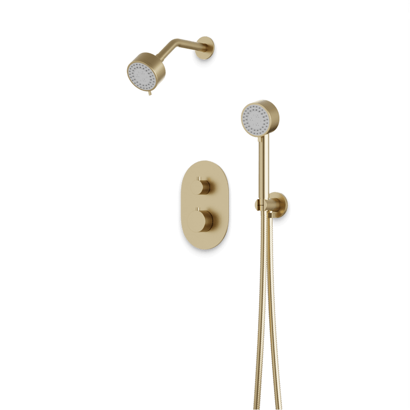 Opera Thermostatic Shower Trim Kit with Hand Shower - Satin Brass image 1