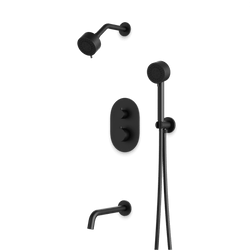 Opera Thermostatic Shower Trim Kit with Hand Shower and Tub Filler - Matte Black thumbnail 1