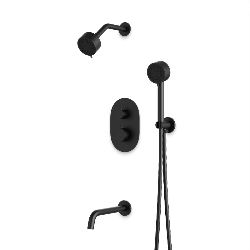 Opera Thermostatic Shower Trim Kit with Hand Shower and Tub Filler - Matte Black image 1