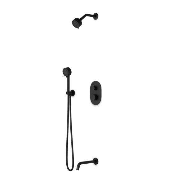 TS083 - Trova Round Thermostatic Shower Trim Kit with Hand Held Shower and Tub Filler Artos US Matte Black