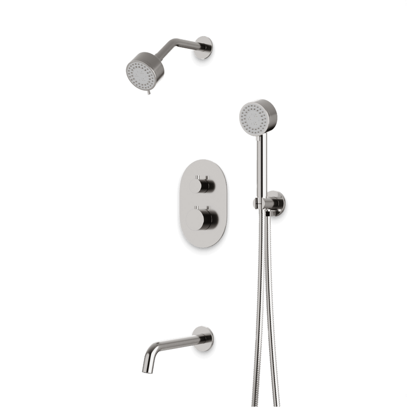 Opera Thermostatic Shower Trim Kit with Hand Shower and Tub Filler - Brushed Nickel image 1