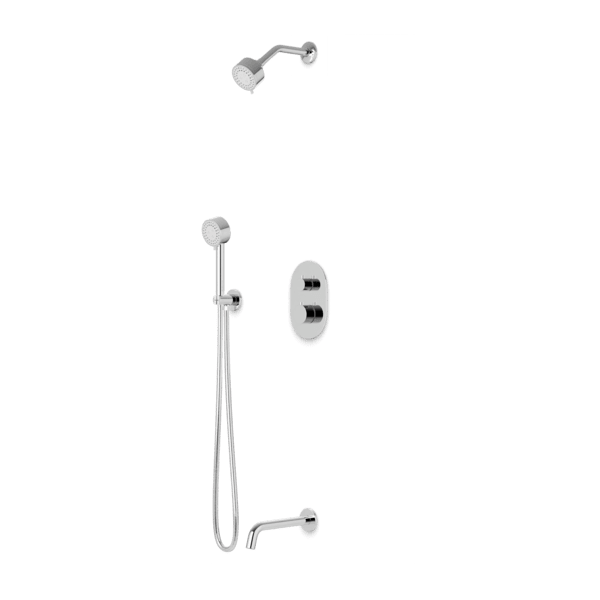 TS083 - Trova Round Thermostatic Shower Trim Kit with Hand Held Shower and Tub Filler Artos US Chrome
