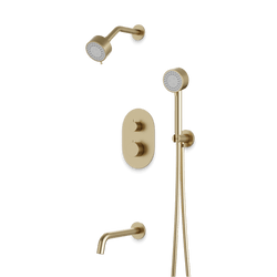 Opera Thermostatic Shower Trim Kit with Hand Shower and Tub Filler - Satin Brass thumbnail 1