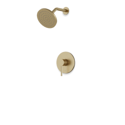 Round Pressure Balance Shower Trim Kit with Rain Head Artos US Satin Brass 