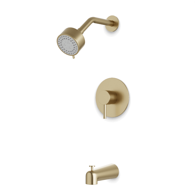Opera Pressure Balance Tub / Shower Trim Kit with Multifunction Shower Head - Satin Brass image 1