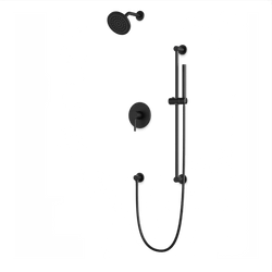 TS253 - Round 2-Way Pressure Balance Shower Trim Kit with Rain Shower Head and Hand Held Shower on Slide Bar with Separate Water Outlet Artos US Matte Black