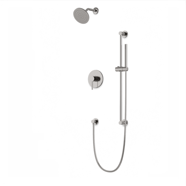 TS253 - Round 2-Way Pressure Balance Shower Trim Kit with Rain Shower Head and Hand Held Shower on Slide Bar with Separate Water Outlet Artos US Brushed Nickel