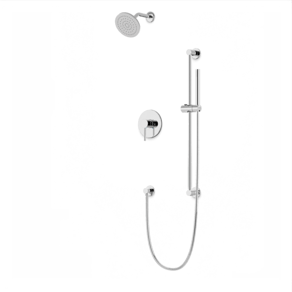 TS253 - Round 2-Way Pressure Balance Shower Trim Kit with Rain Shower Head and Hand Held Shower on Slide Bar with Separate Water Outlet Artos US Chrome
