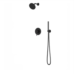 TS255 - Round 2-Way Pressure Balance Shower Trim Kit with Rain Shower Head and Hand Held Shower Artos US Matte Black