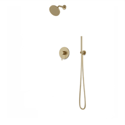 TS255 - Round 2-Way Pressure Balance Shower Trim Kit with Rain Shower Head and Hand Held Shower Artos US Satin Brass