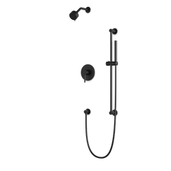 TS263 - Round 2-Way Pressure Balance Shower Trim Kit with Multifunction Shower Head and Hand Held Shower on Slide Bar with Separate Water Outlet Artos US Matte Black